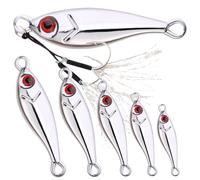 Gihioue Fishing Lures for Freshwater, Metal Lures for Saltwater, Pack of 6 with 3D Eyes and Sequins, Equipped Jig Baits for Sea Trolling, Night Fishing and Fishing in All Waters