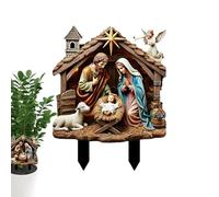 Gihioue Nativity Figures Garden Stakes, Christmas Nativity Scene Outdoor Decoration Sticks, Sacred Signs Decoration for Garden, Balcony, Patio, Living Room, Front Garden, Deck