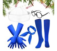 Gihioue Sailor Costume Accessories, Halloween Party Sailor Fancy Dress, Accessories Set with Gloves, Hat, Cloth, Stockings, Glasses - For Boating, Yacht, Party, Birthday, Bachelor Christmas