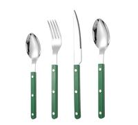 Gihioue Silverware Set, French Cutlery Set, Set of 4 French Cutlery, Teaspoon, Fork, Spoon Cutters, Service Utensils, Dishwasher Safe Steak Cutlery for Gatherings and Banquets