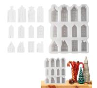 Gihioue Small House Silicone Moulds - Mini House Candle Moulds, 12-Way Silicone Mould for Home Decoration, Resin Crafts, Plaster Ornaments, Craft Projects, for Plaster, Ornaments, Cement, Resin Craft
