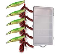 Gihioue Swimming Bait, 5-Piece Metal Sink Bait with Movement Sequin, Fishing Bait, for Long Casting on Lakes and Rivers in Salt Water as well as Freshwater for Beginners, Professionals and