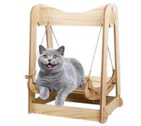 Gihioue Wooden Cat Hammock, Wooden Cat Hammock, Kitten Hanging Bed, Cat Bed for Indoors, Cat Hammock, Cat Couch for Cats, Dogs, Bunnies, Kittens and Small Animals