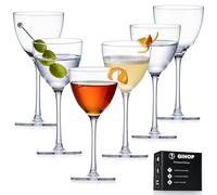 GIHOP Nick and Nora Cocktail Glasses, 5.8Oz Hand Blown Martini Glasses Set of 6, 100% Lead-Free Craystal Coupe Glassware, Small Cocktail Glasses for Manhattan, Cosmopolitan, Espresso with Gift Box
