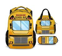 GIHSWE School Backpacks Set for Kids Boys, School Bus Backpacks Matching Combo for Preschool Primary, Lightweight Bus Bookbag with Lunch Box Bundle