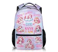 GIHSWE Unicorn Backpack for Girls, God Says I Am Bookbag for Kindergarten Elementary Preschool Back to School Supplies