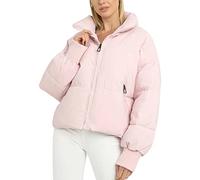 Gihuo Women’s Winter Cropped Puffer Jacket Coat Short Warm Quilted Jacket 2025, Light Pink, M