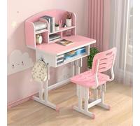 gihusrzx 2Pcs/Set Kids Functional Desk and Chair Set, Ergonomic Height Adjustable Children School Study Desk, with Storage Drawer, Ergonomic Desk Chair with Book Stand, Partition Design Pink 70 cm