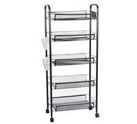 gihusrzx 3/4/5 Tier Fruit Vegetable Basket, Stackable Metal Mesh Storage Basket with 360 Degree Wheels, Fruit Vegetable Produce Basket Storage Organizer for Kitchen, Pantry, Bathroom Black 5-Layers