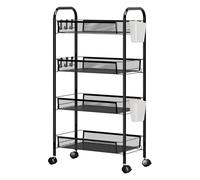 gihusrzx 3/4/5 Tier Fruit Vegetable Basket, Stackable Metal Mesh Storage Basket with 360 Degree Wheels, Fruit Vegetable Produce Basket Storage Organizer for Kitchen, Pantry, Bathroom White 4-Layers