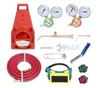 gihusrzx 30V Oxy Acetylene Torch Kit, Portable Acetylene Welding Cutting Torch Kit, Long Pipe Brass Nozzle Cutting Torch Kit, Medium Duty Gas Welding Outfit Tote Kit Without Tanks Red