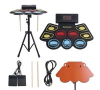 gihusrzx (9 Pads) Electronic Drum Set, Adults Electronic Drum, Electronic Drum Pad with 2 Drumstick,10 Unique Rhythms, Bulit-in Double Speakers, Colorful Roll Up Drum Kit, Kids Drum Set 1 Set