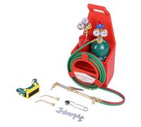 gihusrzx Oxy Acetylene Torch Kit, Long Pipe Brass Nozzle Cutting Torch Kit with Gauge Oxygen Acetylene, Portable Brass Nozzle Welding Cutting Torch Kit Soldering Equipment Red