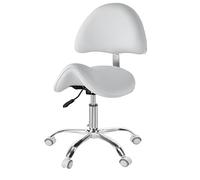 gihusrzx Saddle Stool Chair with Back Support, Ergonomic Esthetician Stool Chair, Salon Tattoo Spa Saddle Stool with Height Adjustable & Casters, Rolling Esthetician Seat for Salon, Spa White