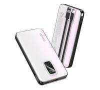 GiieeGii Portable Charger, 10000mAh 22.5W Fast Charging Power Bank with Built in USB-C,USB-A& iOS Cable,Battery Backup for iPhone 16 15 14 13, Samsung, iPad, More Phones and Tablets (White, 10000mAh)