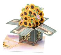 Giiffu 3D Sunflower Pop-Up Card- Handmade Floral Greeting Card with Notecard & Envelope for Get Well, Birthday, Mother’s Day, Valentine’s Day, Anniversary - Gift for Women, Mum and Friends