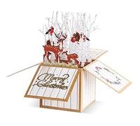 Giiffu 3D Winter Forest Pop Up Card - Deer in Forest, Merry Christmas Birch Tree 3D Box Cards, Holiday Greeting Cards with Envelopes, Gift Card Holder, Cards and Paper Crafts at