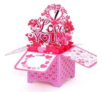 Giiffu I LOVE YOU Pop Up Card, 3D Greeting Cards for Valentines Day, Handmade Valentine’s Gift for Wife, Girlfriend, Mom, 3D Popup Greeting Cards with Note Card and Envelope