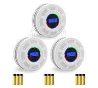 GiiHoo Wireless Interconnected Smoke Carbon Monoxide Detector Battery Powered, Interlinked Combination Smoke and Carbon Monoxide Detector Alarm with Digital Display, Silence Button