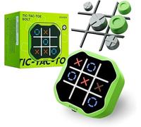 GiiKER Portable Tic Tac Toe Bolt Game Console, 3 in 1 Portable Puzzle Game, Screen Free Play, Mini & Compact, Green