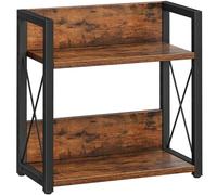 Giikin Counter Shelf Organizer, 2 Tier Kitchen Spice Rack for Countertop, Wood Coffee Counter Organizer for Home (Rustic Brown, L)