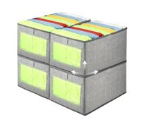 Giilayky 4 Pcs Wardrobe Storage Organiser, Large Capacity Clothes Storage Boxes Fabric Clothes Organiser, Boxes with Transparent Window, Drawer Organiser For Jeans Shirts Sweaters Closet