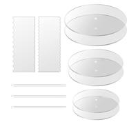 Giilayky Acrylic Round Cake Disk Set,Acrylic Cake Discs Set,Comb Scrapers,Dowel Rods,Icing Acrylic Scraper Smoother