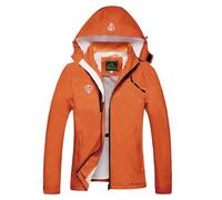GIISAM Women's Waterproof Rain Jacket,Lightweight Windproof Full Zip Women's Packable Fall Raincoat Windbreaker with Hood, Fluorescent Orange, L