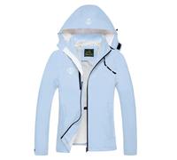 GIISAM Women's Waterproof Rain Jacket,Lightweight Windproof Full Zip Women's Packable Fall Raincoat Windbreaker with Hood, Sky Blue, XL