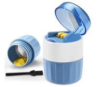 GIIYAA 3-in-1 Pill Crusher, Pill Cutter Splitter & Pill Grinder with Stainless Steel Blade, Adjustable Pill Cutter for Small or Large Pills, Easy to Use, Travel-Friendly(Blue)