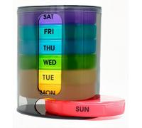 GIIYAA Weekly Pill Organizer (Twice-A-Day), Portable 7 Day Pill Box Case with Stackable AM/PM Compartments for Pills, Vitamin, Fish Oil, Supplements,Rainbow (Rainbow)