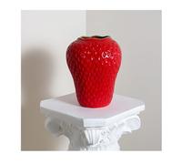 GIIYOEW Strawberry Vase Small Ceramic Vase Decorative Living Room Kitchen Garden Office Vase,Red,L