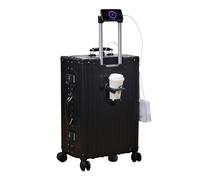 GIIYOEW Suitcase Cabin 20" Carry on Luggage Hard Shell PC+ ABS Aluminium Alloy Telescopic Lightweight 4 Wheel Water Resistant,Black,22in