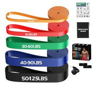 Giiyr Resistance Bands Set for Men & Women - 5 Levels Exercise Band with Door Anchor, Pull Up Bands for Strength Training, Stretching, Powerlifting, Home Workouts, and CrossFit (5 Colors（5-125LBS）)