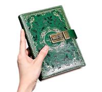 GIJMZY 1 Piece, A5 PU 200 Pages Notebook Retro Password Book With Lock Diary Binder Thickened Creative Handbook Note Stati