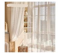 GIJMZY 2pcs White Lace Embroidered Mesh Knitted Sheer Curtains In A Retro Romantic Style, For Home Decoration(145x114cm)