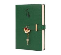 GIJMZY A5 Cute Girl Heart Lock Notepad Lmitation Leather PU Love Password Diary Notebook Handbook(Green)