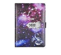 GIJMZY A5 Twelve Constellations Notebook With Lock Diary Journal Office Notepad Line Agenda Planner Magic Note Book Sketchbook Plan DIY(Color 1)