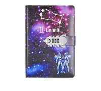 GIJMZY A5 Twelve Constellations Notebook With Lock Diary Journal Office Notepad Line Agenda Planner Magic Note Book Sketchbook Plan DIY(Color 4)