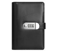 GIJMZY A6 Splicing Retro Lock PU Clip-on Notebook Leather Loose Leaf Cover Notebooks Journal Kawaii Stationery(Only cover black)