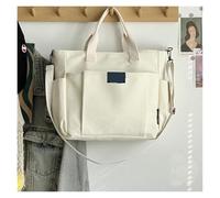 GIJMZY Canvas Bag Creative Simple Women's Messenger Bag Men's Pocket Large Capacity Canvas Tote Shoulder Bag(Beige)