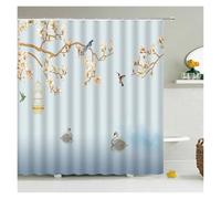 GIJMZY Chinese Style Flower Bird Shower Curtains Waterproof Bathroom Curtain 3d Printed Fabric With Hooks Decoration(Color 10,W140XH180cm)