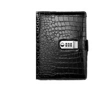 GIJMZY Crocodile Stripe Loose Leaf Notebook Password Book Business Agenda Lined Pages Diary Memopad With Locked Stationery(Black,A6 13X19CM)