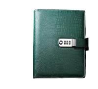 GIJMZY Crocodile Stripe Loose Leaf Notebook Password Book Business Agenda Lined Pages Diary Memopad With Locked Stationery(Green,A6 13X19CM)