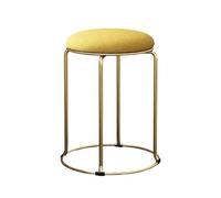 GIJMZY Dressing Table Stool Round Stool Dining Chairs Bedroom Dresser Velvet Iron Leisure Bar Stool(Hemp Orange Cloth)