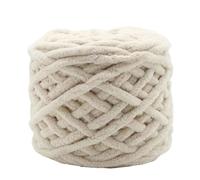 GIJMZY Jumbo Yarn 500G Chenille Yarn Polyester Vegan Chunky Jumbo Knitting Materials For Knitting Scarves Blankets(15 beige)