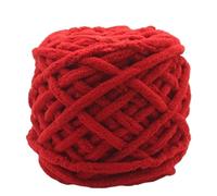 GIJMZY Jumbo Yarn 500G Chenille Yarn Polyester Vegan Chunky Jumbo Knitting Materials For Knitting Scarves Blankets(24 Two Red)