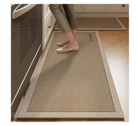 GIJMZY Kitchen Mat Mat for Kitchen Runner Rug Set Water-absorbing Non-slip Floor Mats Long Carpet Brown Imitation Linen Home Decoration Rugs(Color08,1pc 50x160cm)