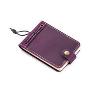 GIJMZY Leather Mini Notebook Vintage Cowhide Planner Cover Diary Journals Portable Sketch Notepad(A Purple)