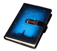GIJMZY Lock Notebook Creative Diary 130 Pages 260 Secret Custody PU Leather Password(Color 1)